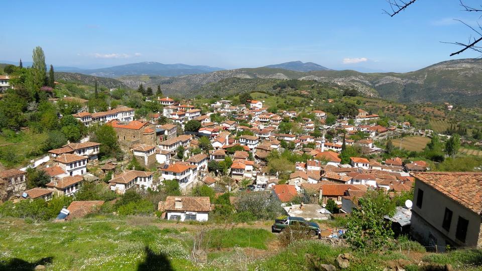 Panoramic view of Sirince village on its spring hillside